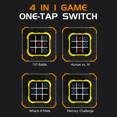 Tic Tac Toe & Whack-a-Mole cầm tay 4 trong 1 - Sạc USB, chế độ im lặng, phù hợp trẻ & người lớn 6