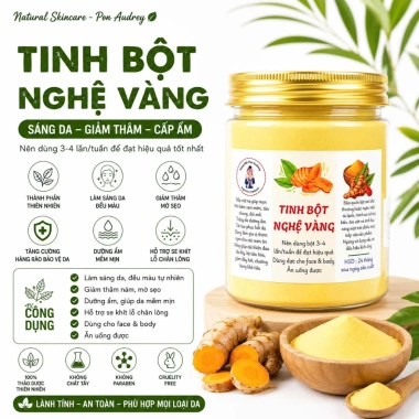 Tinh bột nghệ vàng nguyên chất - Dưỡng trắng mịn da, giảm mụn, mờ thâm sạm nám, ăn uống được, chỉ 28.400₫