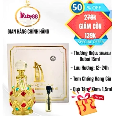Tinh dầu Dubai đá vàng 15ml - Thơm lâu 24h, chai lăn 15ml tiết kiệm, giá sỉ 99k