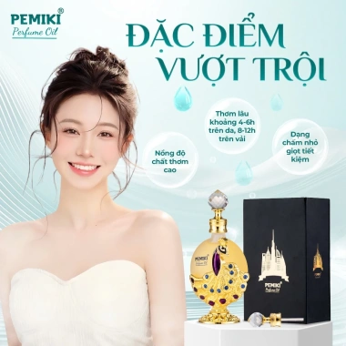 Tinh dầu nước hoa nữ PEMIKI Công Vàng 30ml - hương ngọt kẹo ấm áp, sang trọng, thơm lâu, giá ưu đãi 259.000₫ 3 Tinh dầu nước hoa nữ PEMIKI Công Vàng 30ml - hương ngọt kẹo ấm áp, sang trọng, thơm lâu, giá ưu đãi 259.000₫ 3