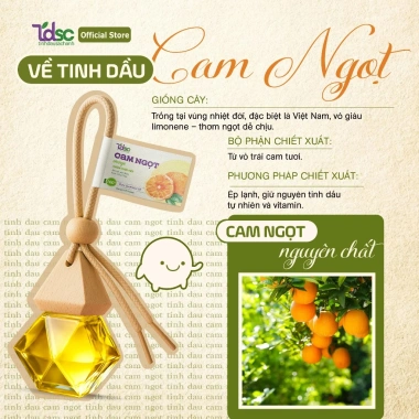 Tinh Dầu Organic Cam Ngọt 8ml - Khử mùi, thơm phòng, thơm ô tô, chống say xe