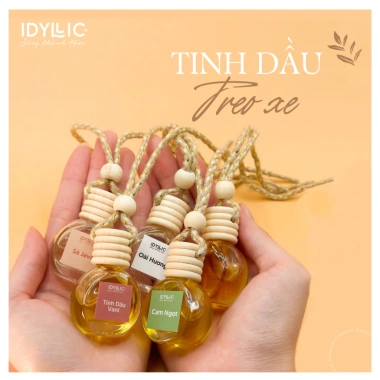 Tinh dầu treo xe Idyllic 15 mùi hương nguyên chất giảm say xe, thơm phòng, khử mùi tủ quần áo - Giá 59.000₫