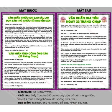 Tờ Chù Bài Văn Khấn Ông Công Ông Táo, Bao Sái, Lau Đón Bàn Thờ - In 2 Mặt, Cán Ni Lông, Hình In Sắc Nét, Giá 22.000đ 2