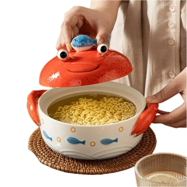 Tô sứ 800ml họa tiết Cua Mực - Tô mì, canh phong cách, giảm còn 139k 5
