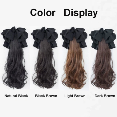 Tóc giả đuôi ngựa dài 40cm sóng xoăn, nơ và kẹp nữ - Giá chỉ 71.000đ