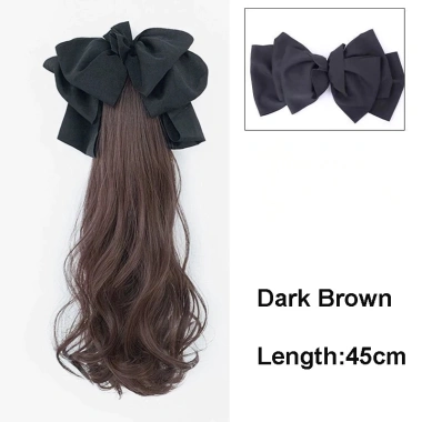 Tóc giả đuôi ngựa dài 40cm sóng xoăn, nơ và kẹp nữ - Giá chỉ 71.000đ