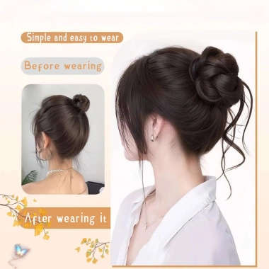 Tóc Giả Kẹp Rồng Râu Bóng Đầu Cho Phụ Nữ Mô Phỏng Cắt Thấp Đuôi Ngựa Phụ Kiện Đĩa Tóc Hiện Vật Đầu Sau