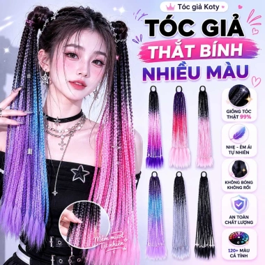 Tóc giả thắt bính Koty đa màu sắc, tết bím thời trang cho nữ - giảm còn 35.000đ