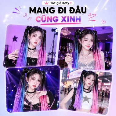 Tóc giả thắt bính Koty đa màu sắc, tết bím thời trang cho nữ - giảm còn 35.000đ