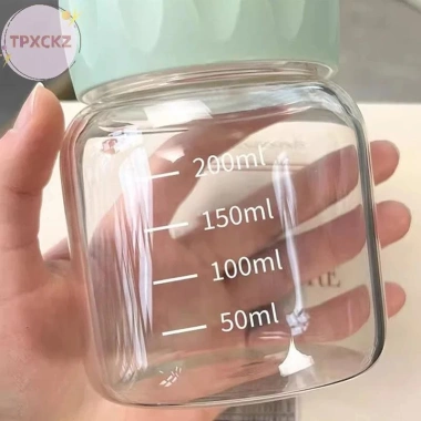 Tpxckz Cốc Thủy Tinh Borosilicate 200ml Cao Trong Suốt, Có Cân, Hộp Du Lịch, Quà Tặng VN 3
