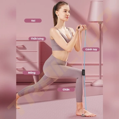 Trailtop Dây kháng lực + Dây kéo cao su 8mm + Thảm yoga - Giảm mỡ bụng, tay, vai, lưng COD 9