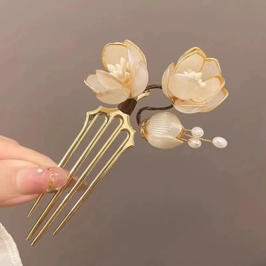 Trâm cài tóc U hoa mộc lan - Kiểu búi cô dâu, áo dài sườn xám, giảm còn 79.000₫