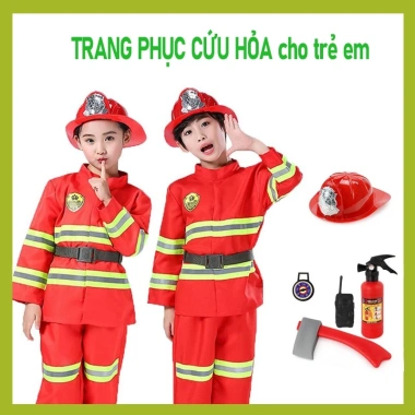 Trang phục lính cứu hỏa cho trẻ em - Xe cứu hỏa, dành cho bé trai, bé gái, đồng phục