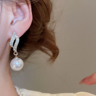 Trang sức bạc kim cương ngọc trai - Mặt dây chuyền và bông tai 93.170 VND 9