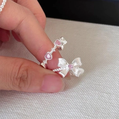 Trang sức ngón tay zirconia hồng ánh sáng, nơ điều chỉnh - Sang trọng, thanh lịch, giá ưu đãi 256.322 VND 2