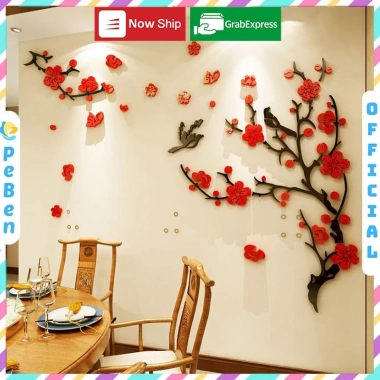 Trang Trí Tết 2.026 - Tranh mica EPeBen dán tường nổi 3D hoa đào, giảm giá 112k