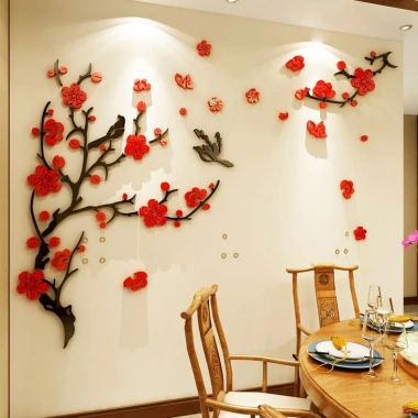 Trang Trí Tết 2.026 - Tranh mica EPeBen dán tường nổi 3D hoa đào, giảm giá 112k
