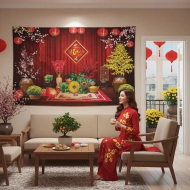 Trang Trí Tết An Khang Thịnh Vượng - Tranh Vải Treo Tường 6D Rõ Nét, Giá Ưu Đãi 65k