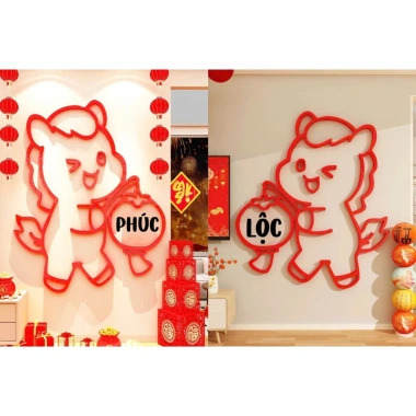 Tranh dán tường mica dán nổi Set 2 ngựa Trang trí cửa, quán, phòng khách Năm Ngọ 105.050₫ 4