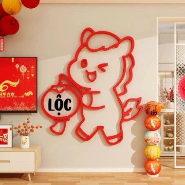 Tranh dán tường mica dán nổi Set 2 ngựa Trang trí cửa, quán, phòng khách Năm Ngọ 105.050₫ 8