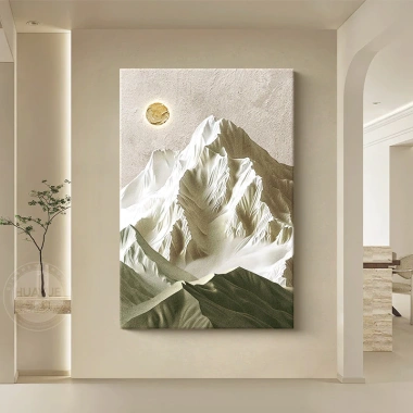 Tranh Dãy Núi Hùng Vĩ Màu Trắng Be Nâu Treo Tường Nghệ Thuật Decor Phòng Khách Hiện Đại Sang Trọng 72k 2