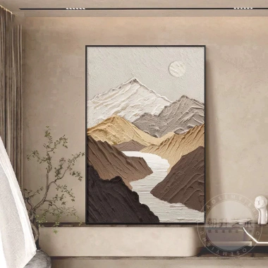 Tranh Dãy Núi Hùng Vĩ Màu Trắng Be Nâu Treo Tường Nghệ Thuật Decor Phòng Khách Hiện Đại Sang Trọng 72k 4