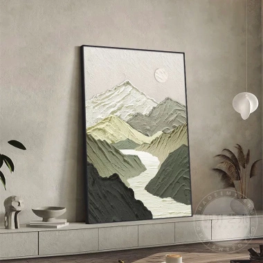 Tranh Dãy Núi Hùng Vĩ Màu Trắng Be Nâu Treo Tường Nghệ Thuật Decor Phòng Khách Hiện Đại Sang Trọng 72k 6