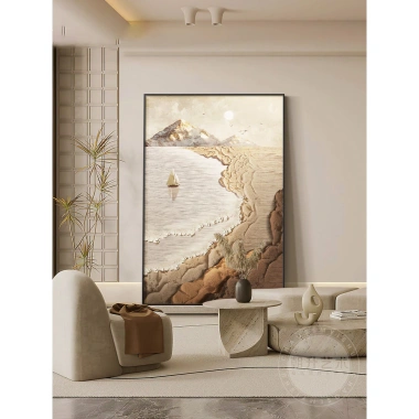 Tranh Dãy Núi Hùng Vĩ Màu Trắng Be Nâu Treo Tường Nghệ Thuật Decor Phòng Khách Hiện Đại Sang Trọng 72k 8