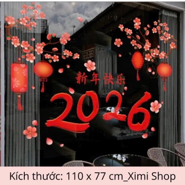 Tranh Decal Tết 2.026 Tĩnh Điện Dán Cửa Kính - Chú Ngựa Ngộ Nghĩnh - Ximi Shop 39.650 VND
