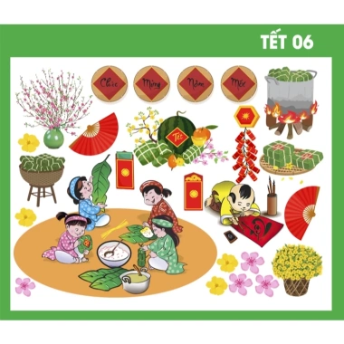 Tranh Decan Mầm Non - Trang Trí Tết, Giá Ưu Đãi 55.000 VNĐ, Đẹp cho Lớp Học