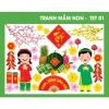 Tranh decan Tết Nguyên Đán cho mầm non, tiểu học - Giá ưu đãi 54.000đ