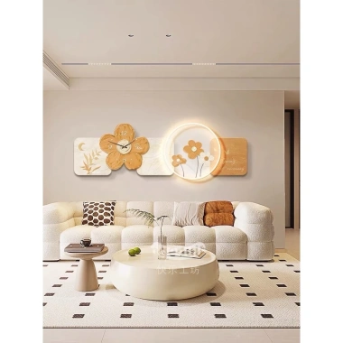 Tranh đồng hồ đèn LED trang trí phòng khách - Treo sau sofa, quán spa, còn 882k