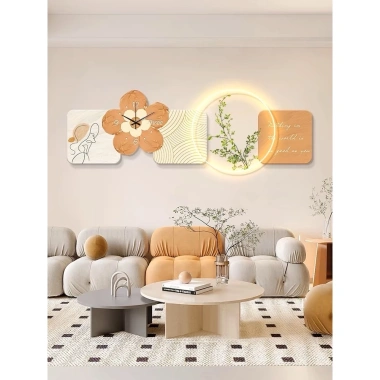 Tranh đồng hồ đèn LED trang trí phòng khách - Treo sau sofa, quán spa, còn 882k