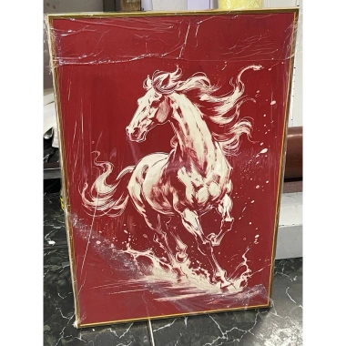 Tranh Ngựa Tết Hiện Đại Bính Ngọ 2.026 Đỏ Rực - Quà Tặng Treo Tường Trang Trí Phòng Khách Cafe Giường - Giá 229k