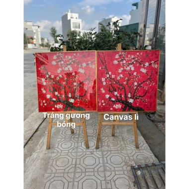 Tranh Tết hoa hồng mai vàng Canvas tráng gương, phòng khách, phòng ngủ, giảm 18%