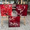 Tranh Tết hoa hồng mai vàng Canvas tráng gương, phòng khách, phòng ngủ, giảm 18% 6
