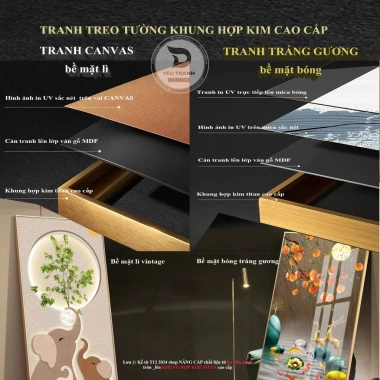 Tranh Tết hoa hồng mai vàng Canvas tráng gương, phòng khách, phòng ngủ, giảm 18%