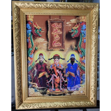 Tranh thờ bài vị ông bà táo quân kính cường lực khung chỉ phào móc treo kèm đinh tường Giá 179.000đ
