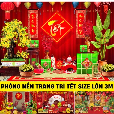 Tranh Trang Trí Backdrop Size Lớn Vải Bền Mầu Decor Lễ Tết 2.026 TET01 - Giá chỉ 149.000đ - MINHSTORE88 2