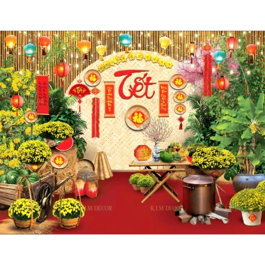 Tranh Trang Trí Backdrop Size Lớn Vải Bền Mầu Decor Lễ Tết 2.026 TET01 - Giá chỉ 149.000đ - MINHSTORE88 3