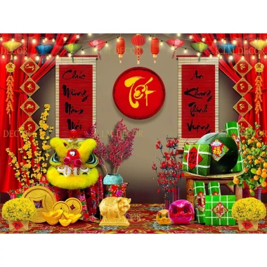 Tranh Trang Trí Backdrop Size Lớn Vải Bền Mầu Decor Lễ Tết 2.026 TET01 - Giá chỉ 149.000đ - MINHSTORE88 8