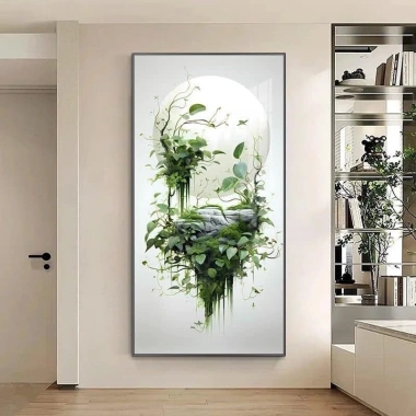 Tranh treo tường tráng gương bình hoa Tropical lá xanh giảm còn 78k cho phòng ngủ, phòng khách 3