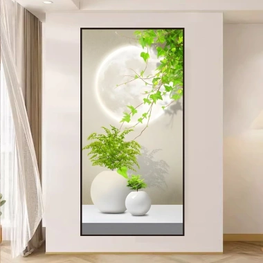 Tranh treo tường tráng gương bình hoa Tropical lá xanh giảm còn 78k cho phòng ngủ, phòng khách 4