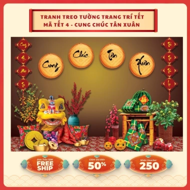 Tranh vải Tết Bính Ngọ 2.026 - Trang trí Tết Nguyên Đán, Nghệ thuật truyền thống, 85k VND 3