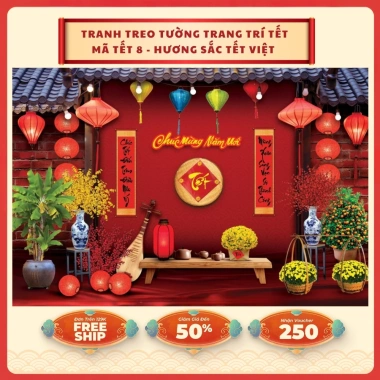 Tranh vải Tết Bính Ngọ 2.026 - Trang trí Tết Nguyên Đán, Nghệ thuật truyền thống, 85k VND 4