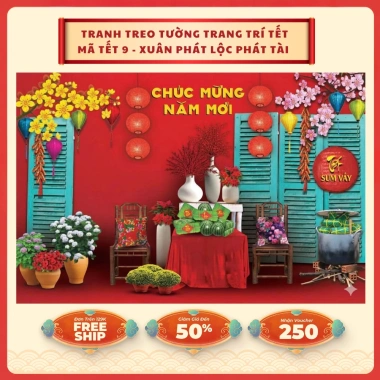 Tranh vải Tết Bính Ngọ 2.026 - Trang trí Tết Nguyên Đán, Nghệ thuật truyền thống, 85k VND 5