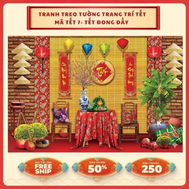 Tranh vải Tết Bính Ngọ 2.026 - Trang trí Tết Nguyên Đán, Nghệ thuật truyền thống, 85k VND 9