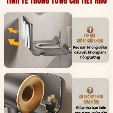 Treo Máy Sấy Tóc HIKARI EC-07 Hàng Không Dán Tường Không Khoan, Chắc 64.000₫ 7