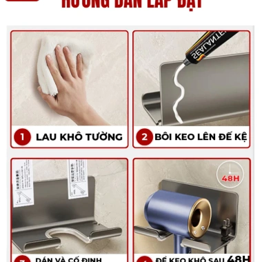 Treo Máy Sấy Tóc HIKARI EC-07 Hàng Không Dán Tường Không Khoan, Chắc 64.000₫ 9