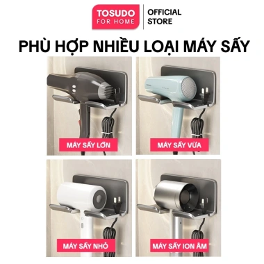 Treo Máy Sấy Tóc TOSUDO Nhôm Hàng Không - Không Khoan, Tặng Keo Dán, Chỉ 92.000₫